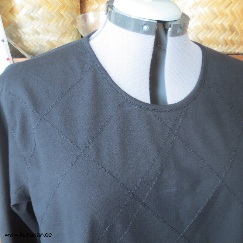 bestickter dicker Baumwolljersey A Linie Kleid, stretchig, XL, knielang