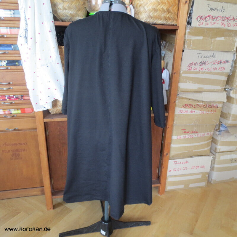 bestickter dicker Baumwolljersey A Linie Kleid, stretchig, XL, knielang