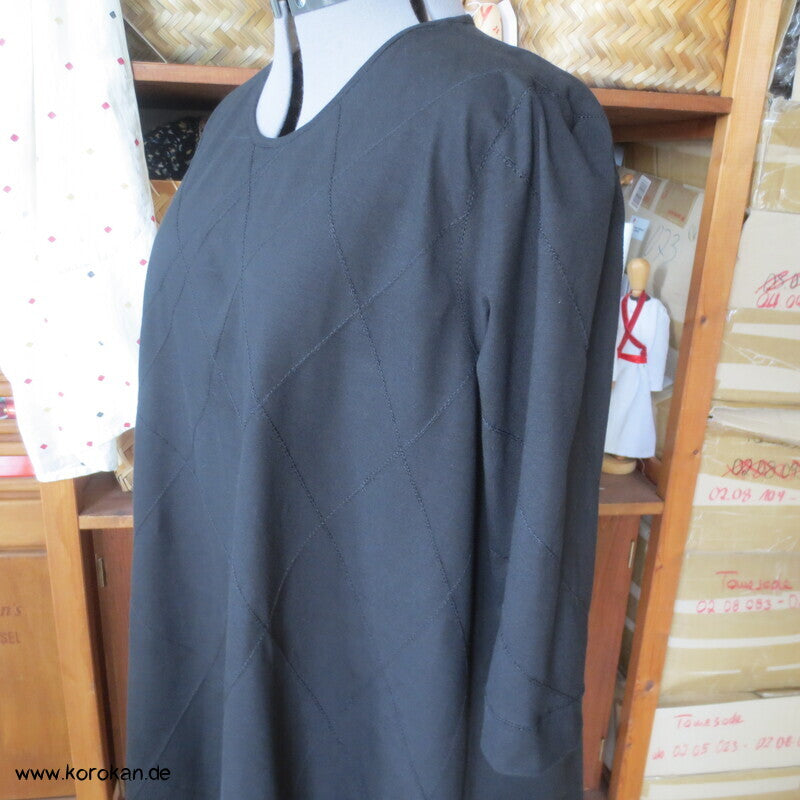 bestickter dicker Baumwolljersey A Linie Kleid, stretchig, XL, knielang