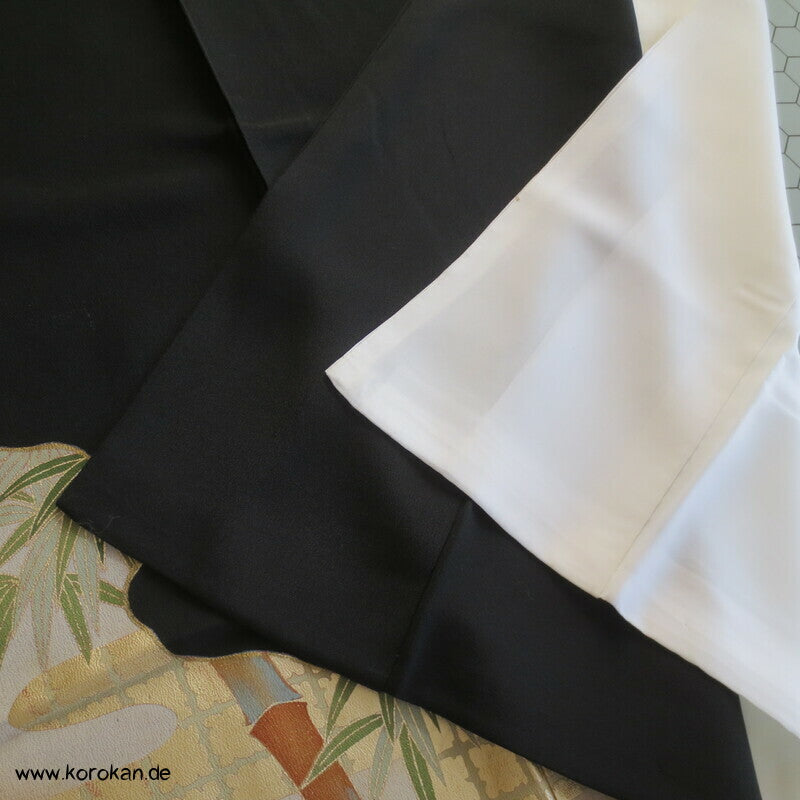 bestickter Bambuswald Seidencrepe Tomesode Kimono