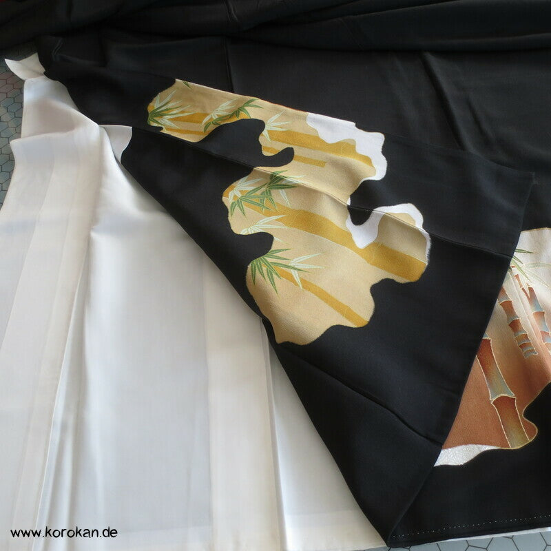 bestickter Bambuswald Seidencrepe Tomesode Kimono