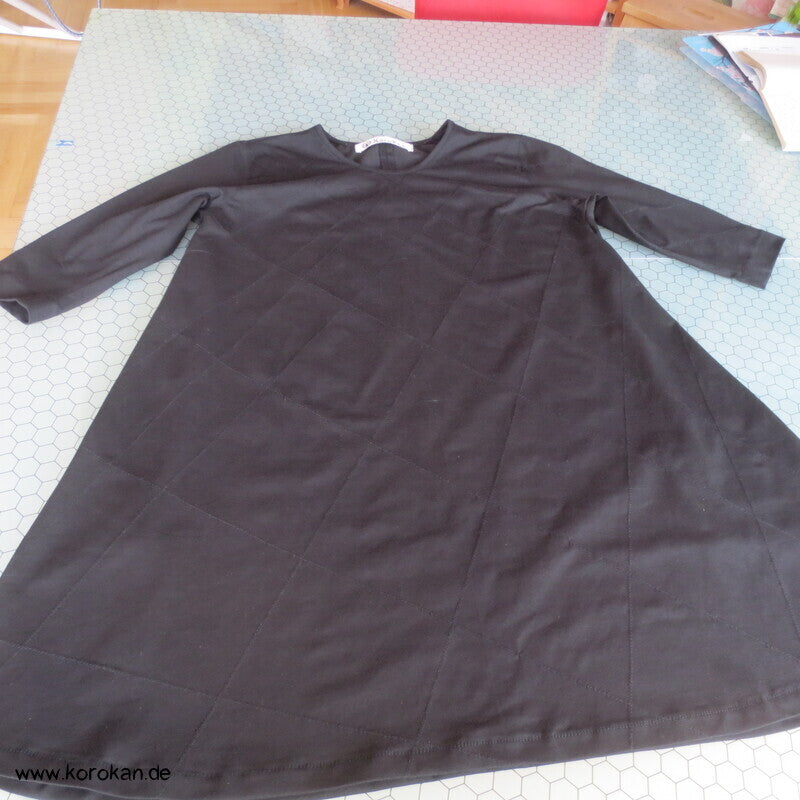 bestickter dicker Baumwolljersey A Linie Kleid, stretchig, XL, knielang
