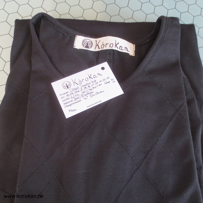 bestickter dicker Baumwolljersey A Linie Kleid, stretchig, XL, knielang
