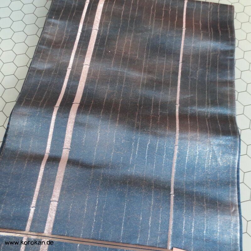 Bambusstreifen indigo - silber Fukuro Obi