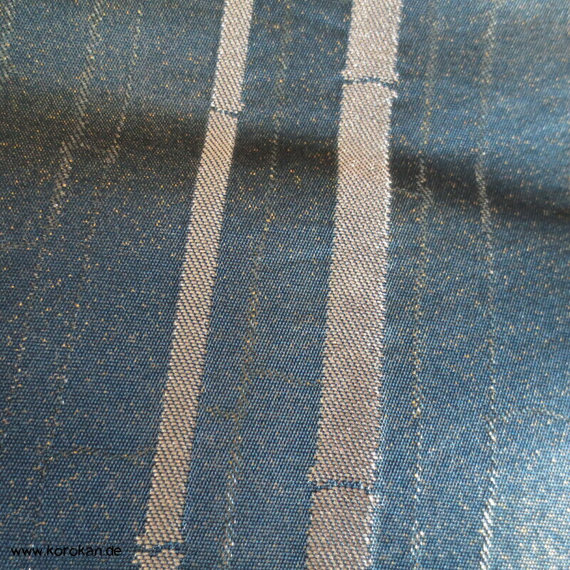 Bambusstreifen indigo - silber Fukuro Obi